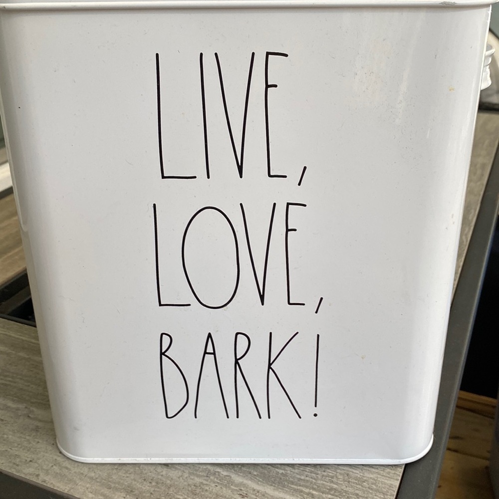 Rae Dunn dog food holder.